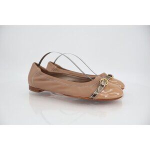 AGL Monika Flats Women's Size 36.5 6.5 Cap Toe Nude Tan Gold Leather Shoe
